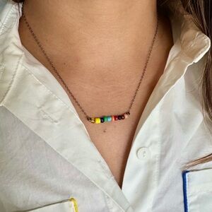 Twine & Twig Simple Chain Necklace Multicolor Stones